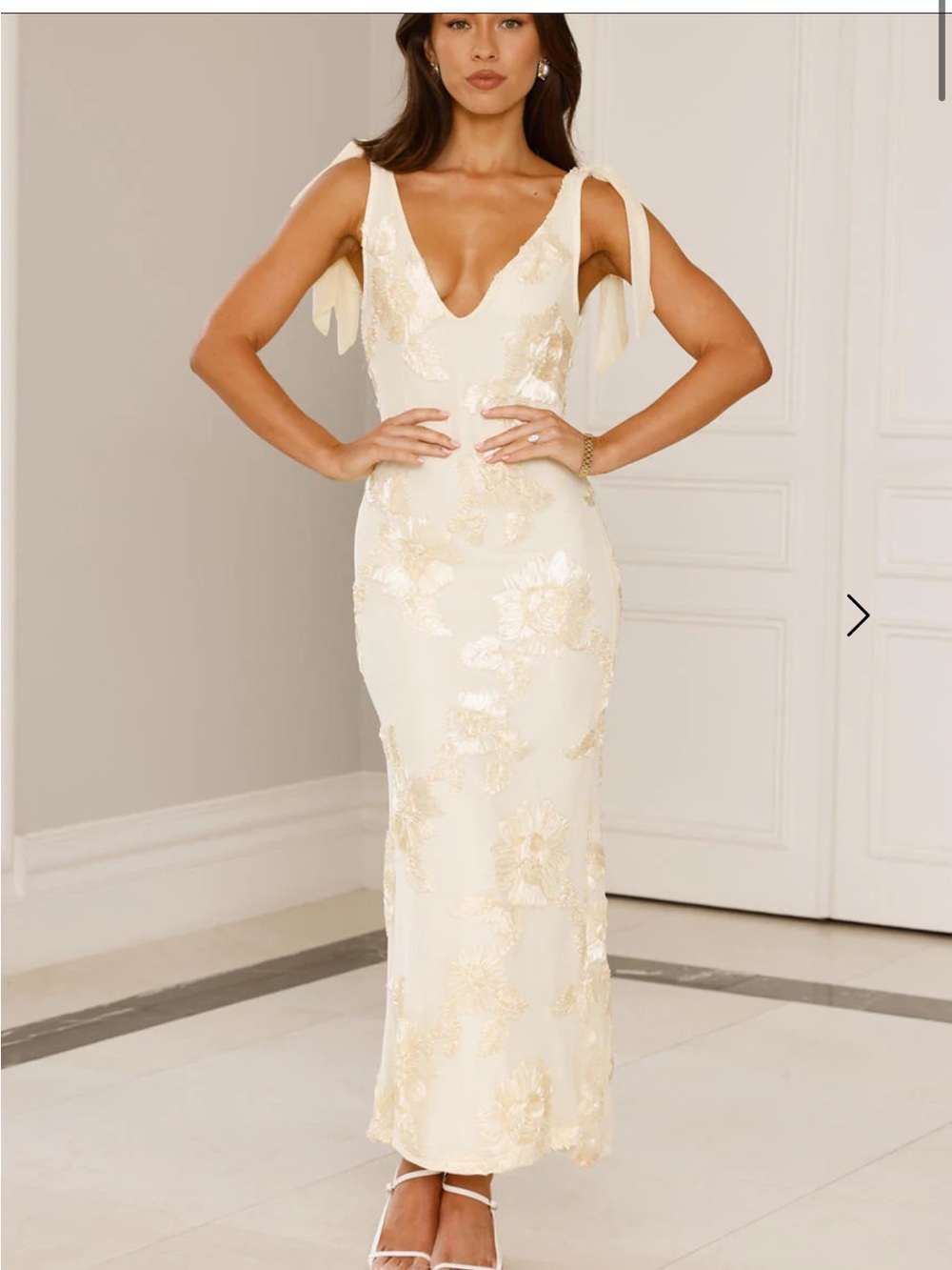 Hello Molly Yellow Maxi Dress with Floral Embroidery